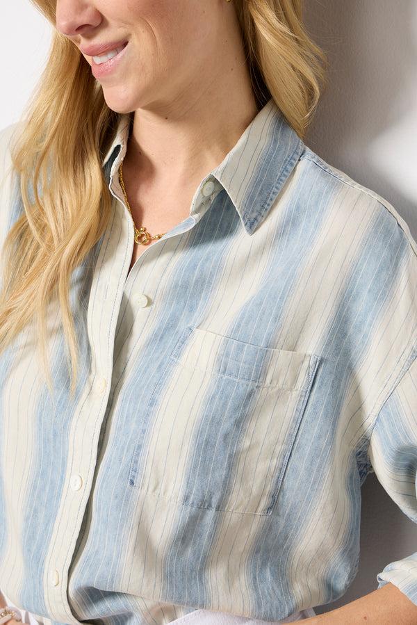 Everve Tried And True Chambray Relaxed Shirt Oceanoasisstripe