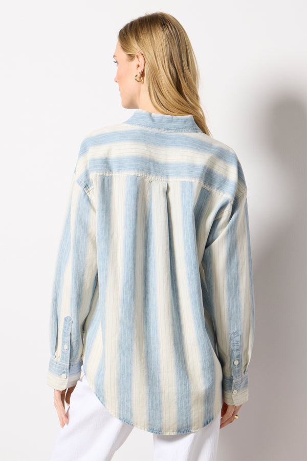 Everve Tried And True Chambray Relaxed Shirt Oceanoasisstripe