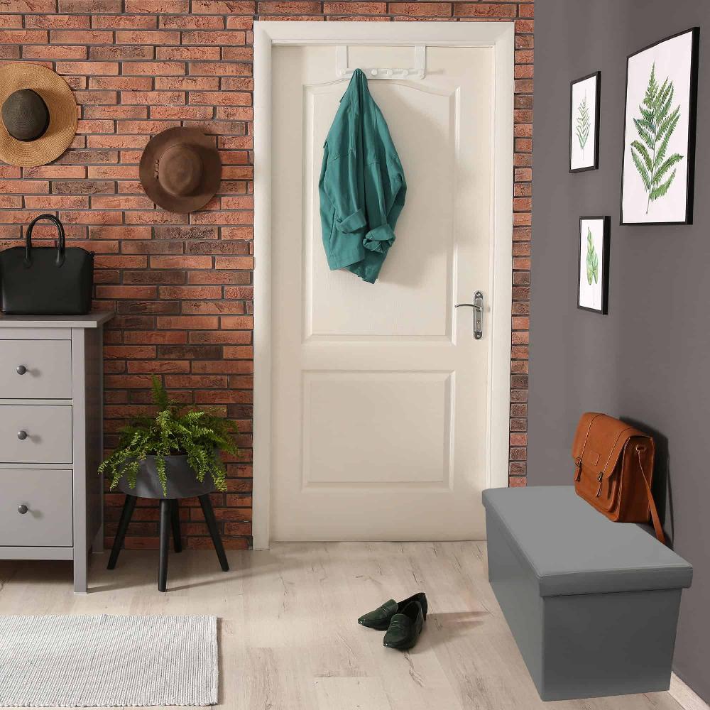 Evideco 2 In 1 Folding Storage Ottoman Bench Faux Leather Bathroom Storage & Furniture Bathroom Seating