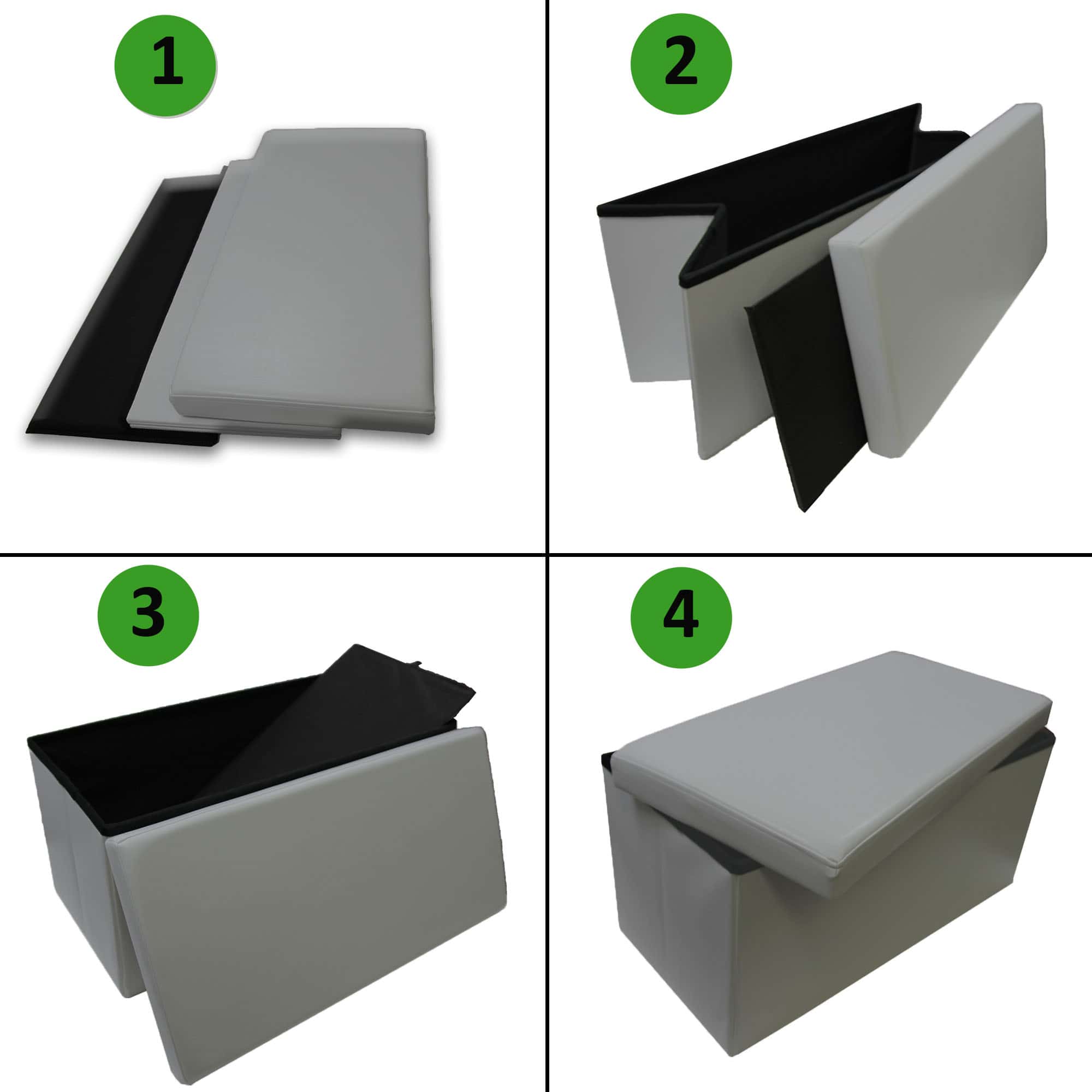 Evideco 2 In 1 Folding Storage Ottoman Bench Faux Leather Bathroom Storage & Furniture Bathroom Seating