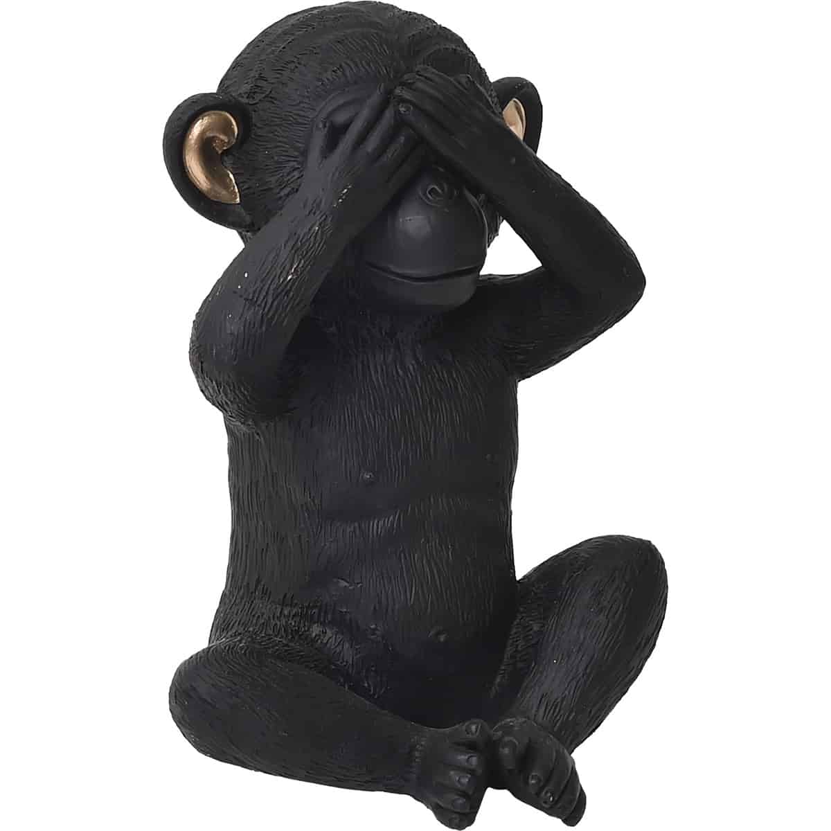 Evideco 3 Wise Monkeys Speak Hear See No Evil Resin Black Gold Set Of 3 Home Accessories Statuettes