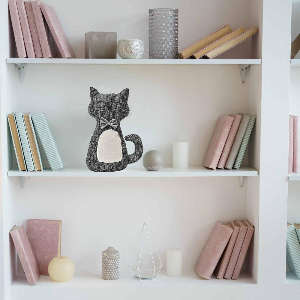 Evideco 3D Cat Fabric Weighted Bag Door Stop 2.3 Lbs Black White Home Accessories Door Stops