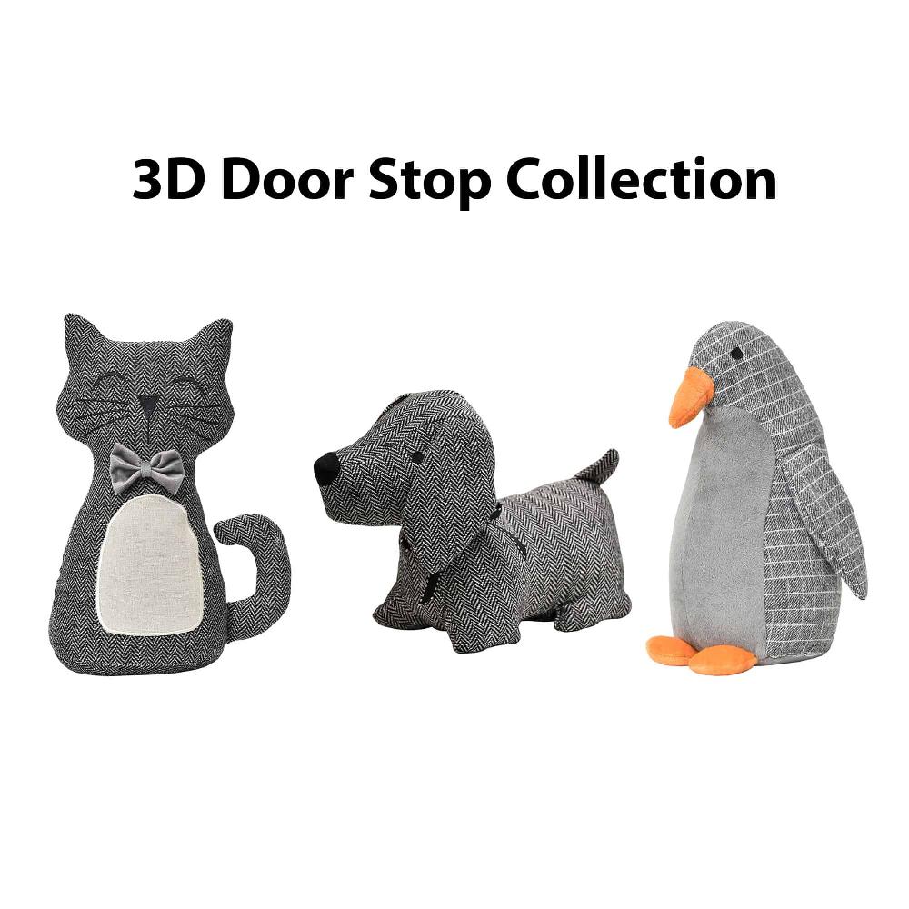 Evideco 3D Dog Fabric Weighted Bag Door Stop 2.3 Lbs Black White Home Accessories Door Stops
