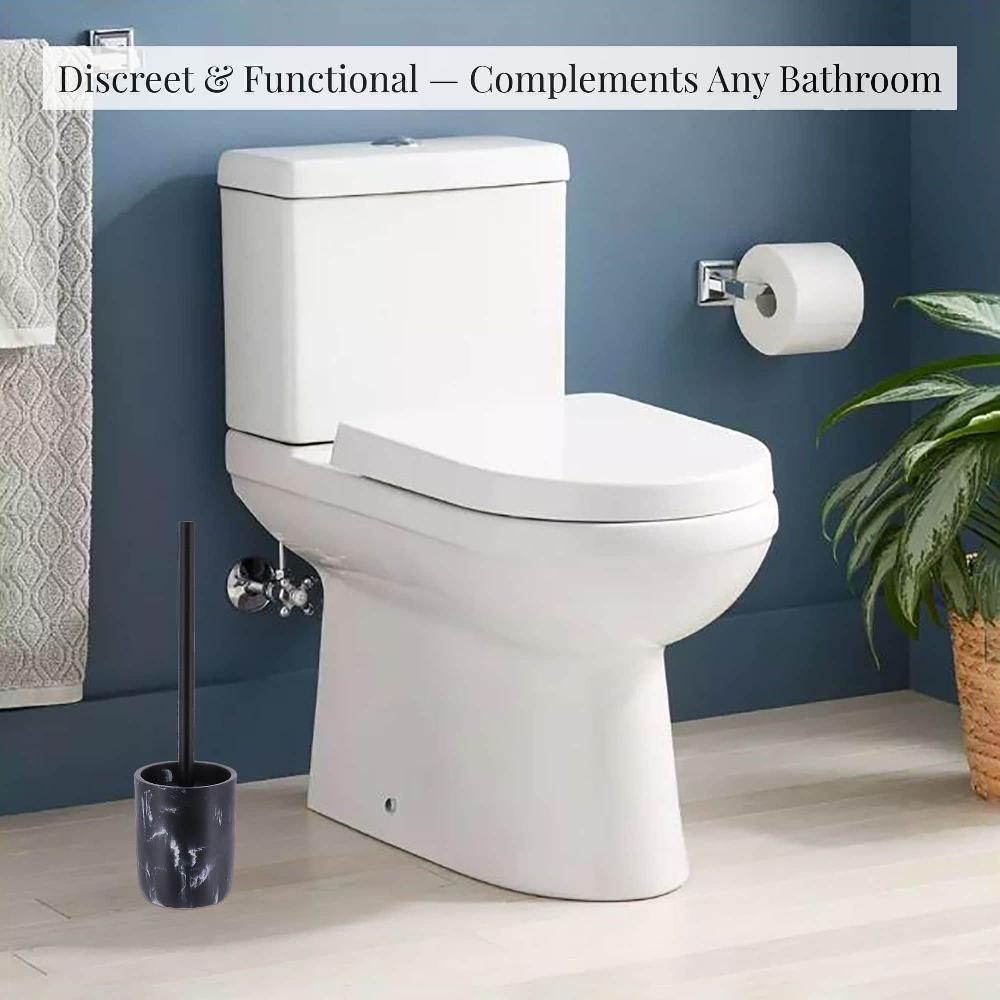 evideco 4-Piece Black Marble Bathroom Accessory Set Bathroom Accessories Bath Coordinate Sets