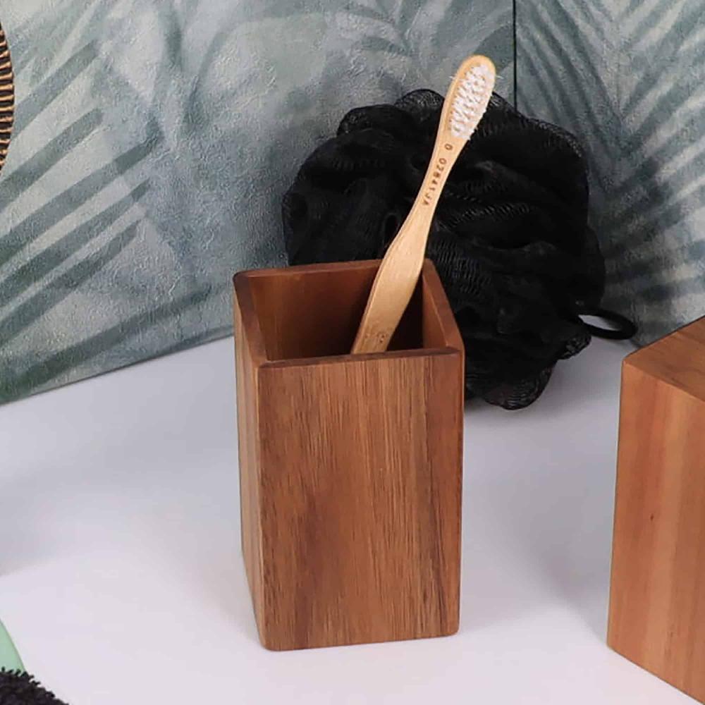 evideco Acacia Bathroom Accessory Set 4-Pieces Bathroom Accessories Bath Coordinate Sets