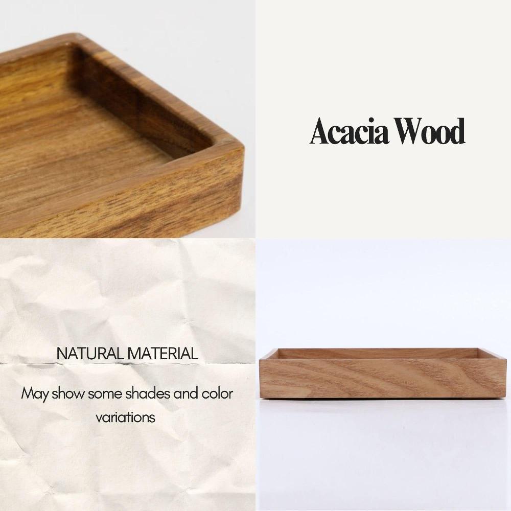 Evideco Acacia Rectangular Bath Vanity Tray Bathroom Accessories Cosmetic & Vanity Organizers