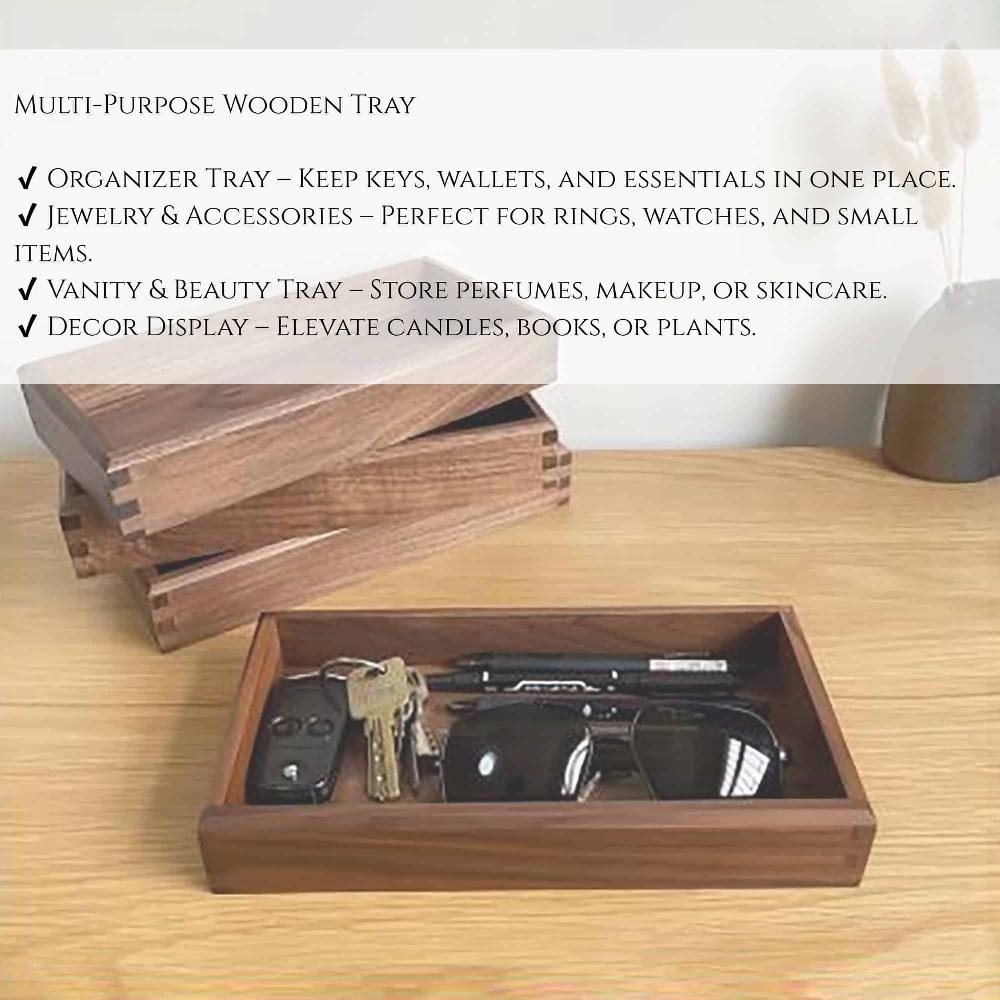 Evideco Acacia Rectangular Bath Vanity Tray Bathroom Accessories Cosmetic & Vanity Organizers