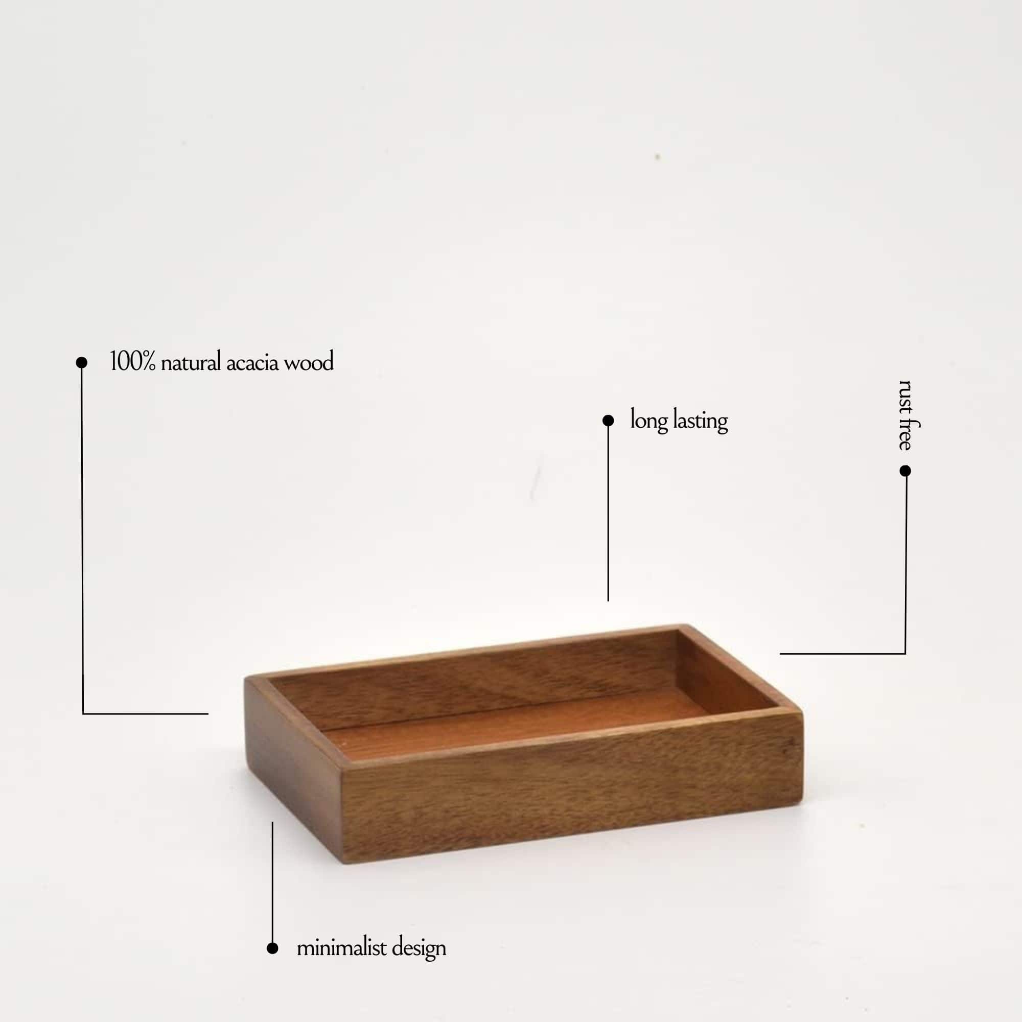 Evideco Acacia Soap Dish Cup Dispenser Tray Bathroom Accessories Soap Dishes