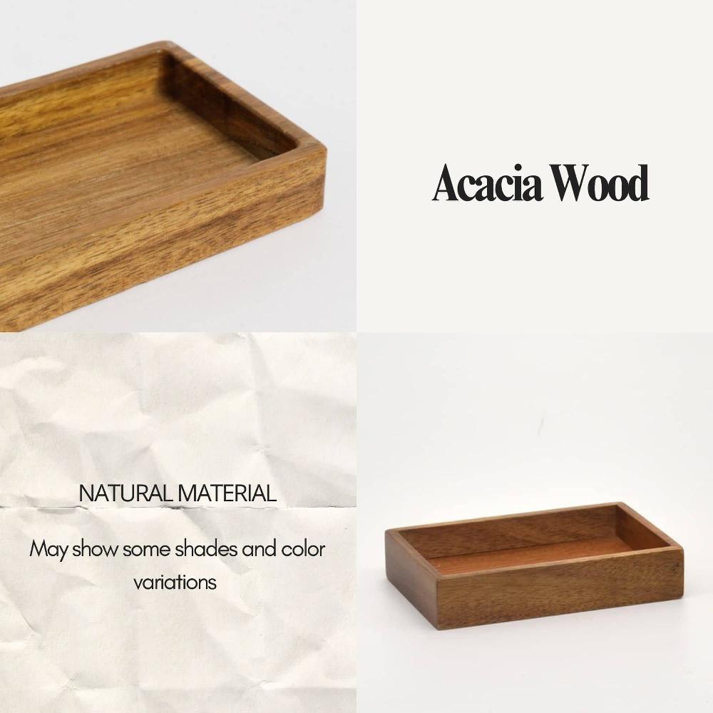 Evideco Acacia Soap Dish Cup Dispenser Tray Bathroom Accessories Soap Dishes