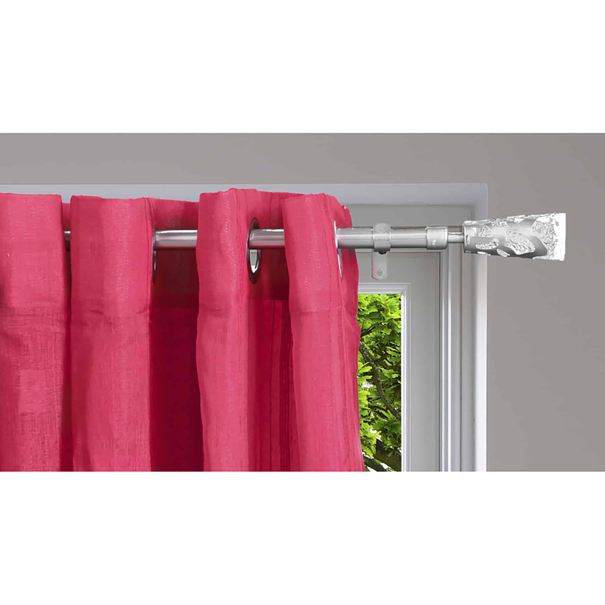 evideco Adjustable 3/4″ Single Window Curtain Rod 50″ to 82″ Silver Home Accessories Curtain Rods CURTAIN ROD SETS 50 to 82" - Diam 3/4"