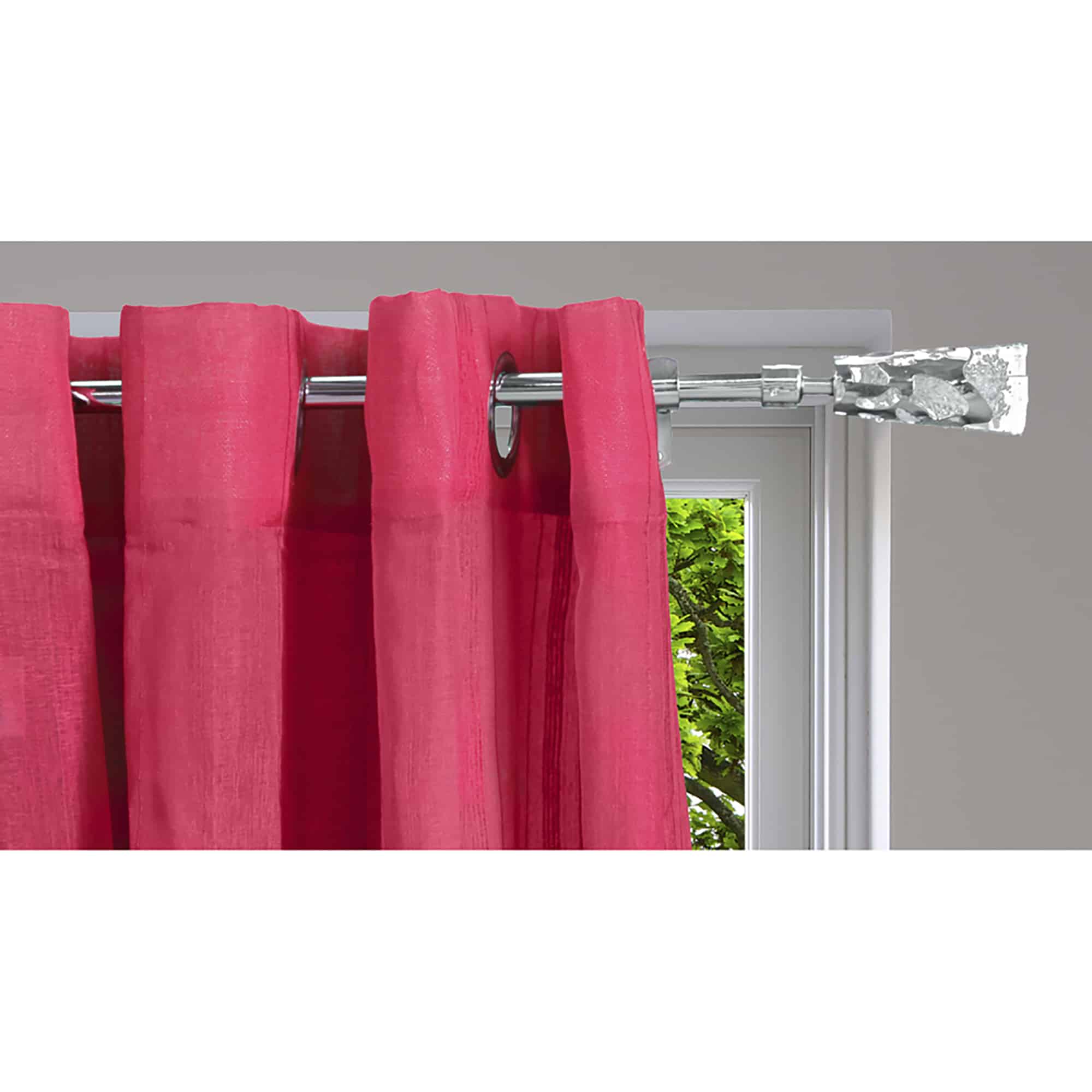 evideco Adjustable 3/4″ Single Window Curtain Rod 50″ to 82″ Chrome Home Accessories Curtain Rods CURTAIN ROD SETS 50 to 82" - Diam 3/4"
