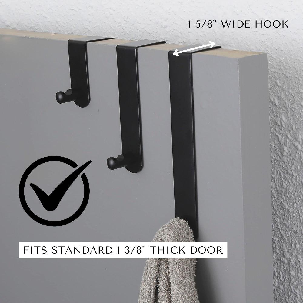 Evideco Adjustable Black Over The Door Hooks – 3-Piece Door Hanger Set For Clothing And Accessories – Includes 1 Large 1 Medium 1 Small Door Rack Bathroom Storage & Furniture Hooks & Rails Hooks And Rails Over The Door
