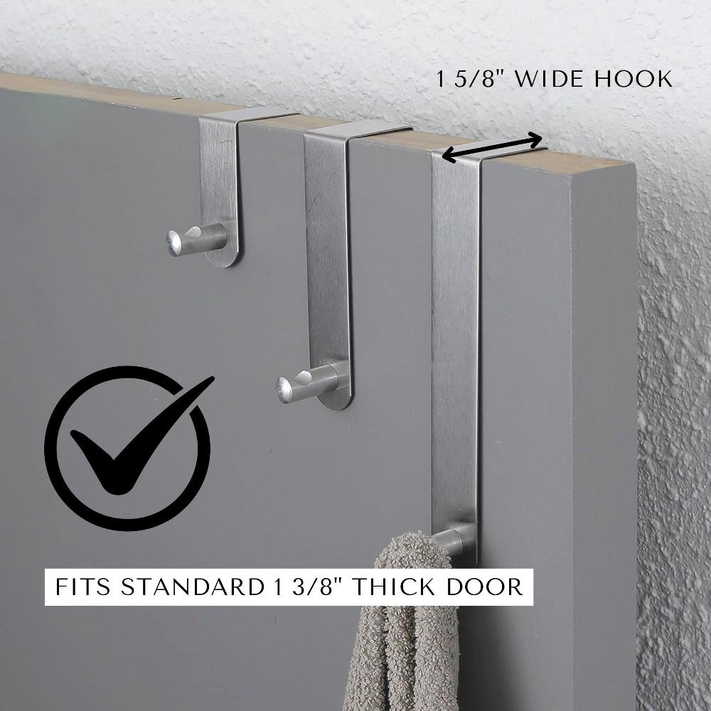 Evideco Adjustable Silver Over The Door Hooks – 3-Piece Door Hanger Set For Clothing And Accessories – Includes 1 Large 1 Medium 1 Small Door Rack Bathroom Storage & Furniture Hooks & Rails Hooks And Rails Over The Door