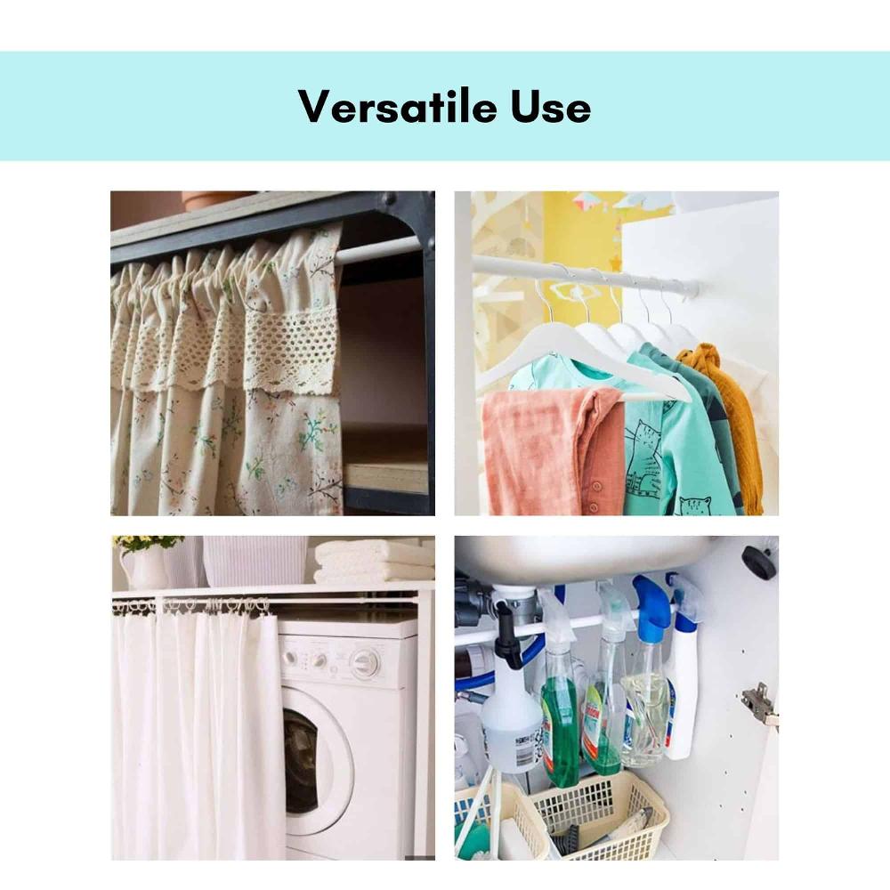 Evideco Adjustable Tension Rod 24-31 Inches – No Tools Needed – Perfect For Lightweight Voile Curtains Rubber Tips For Secure Fit – White Home Accessories Kitchen & Cafe Rods