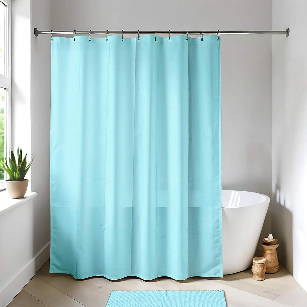 evideco Aqua Blue Extra Long Waterproof Shower Curtain Liner 71×79 Inches Shower Accessories Shower Curtains