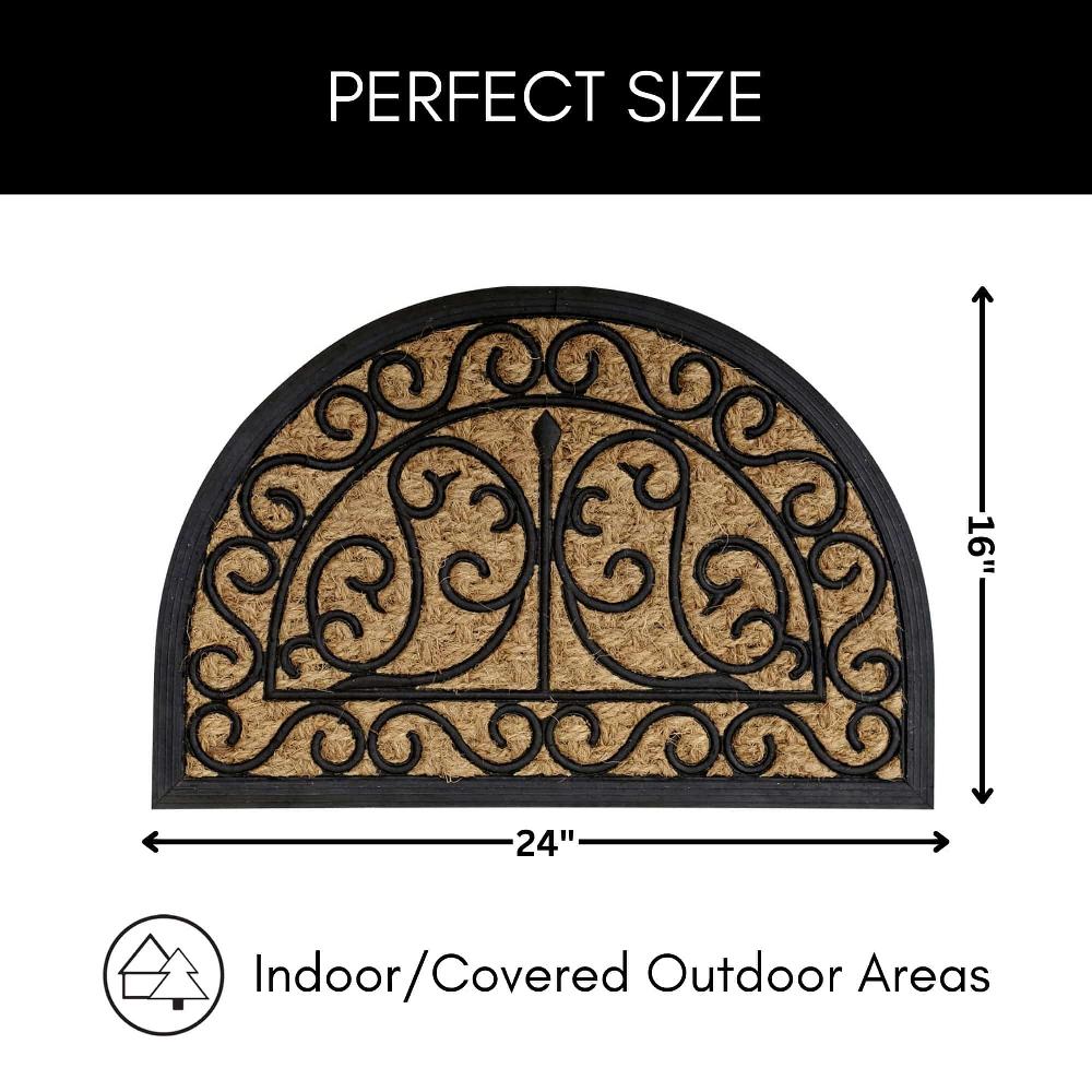 Evideco Arabesque Half Circle Door Mat 24×16 Inch Home Accessories Door Mats Sheltered Door