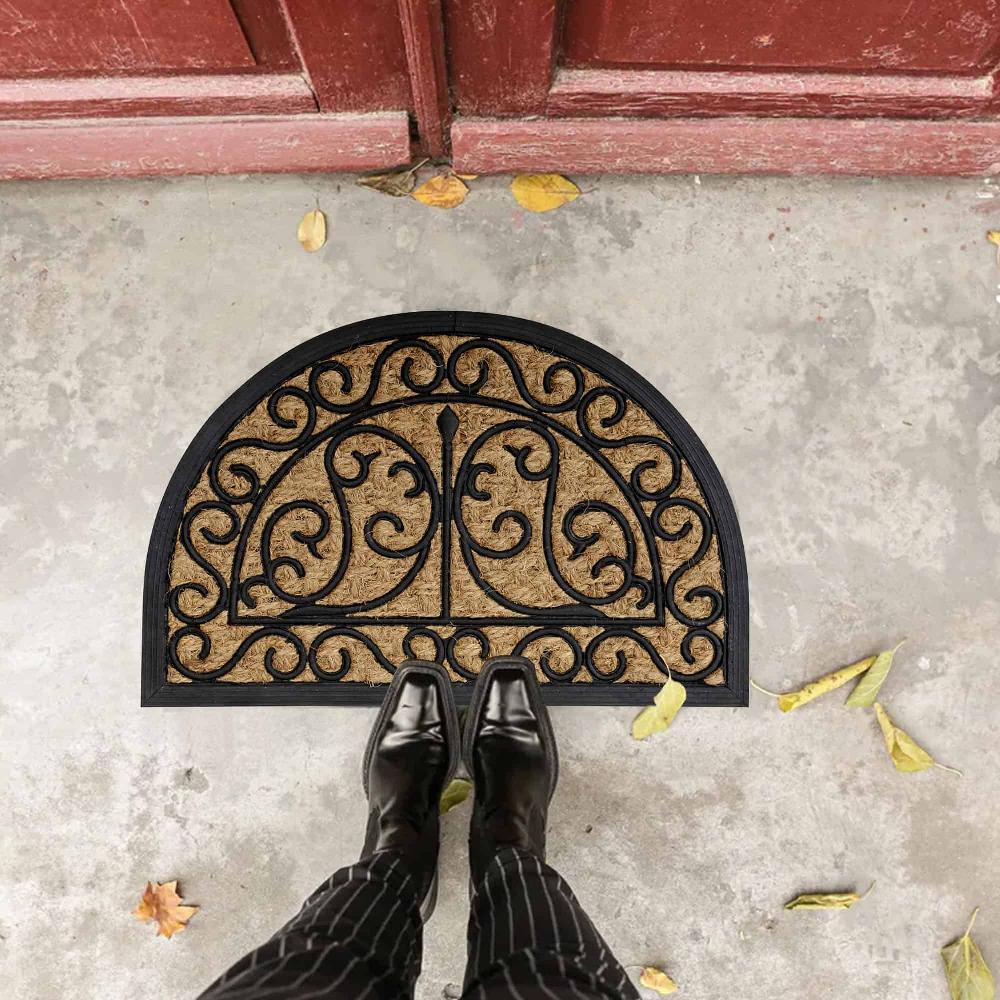 Evideco Arabesque Half Circle Door Mat 24×16 Inch Home Accessories Door Mats Sheltered Door