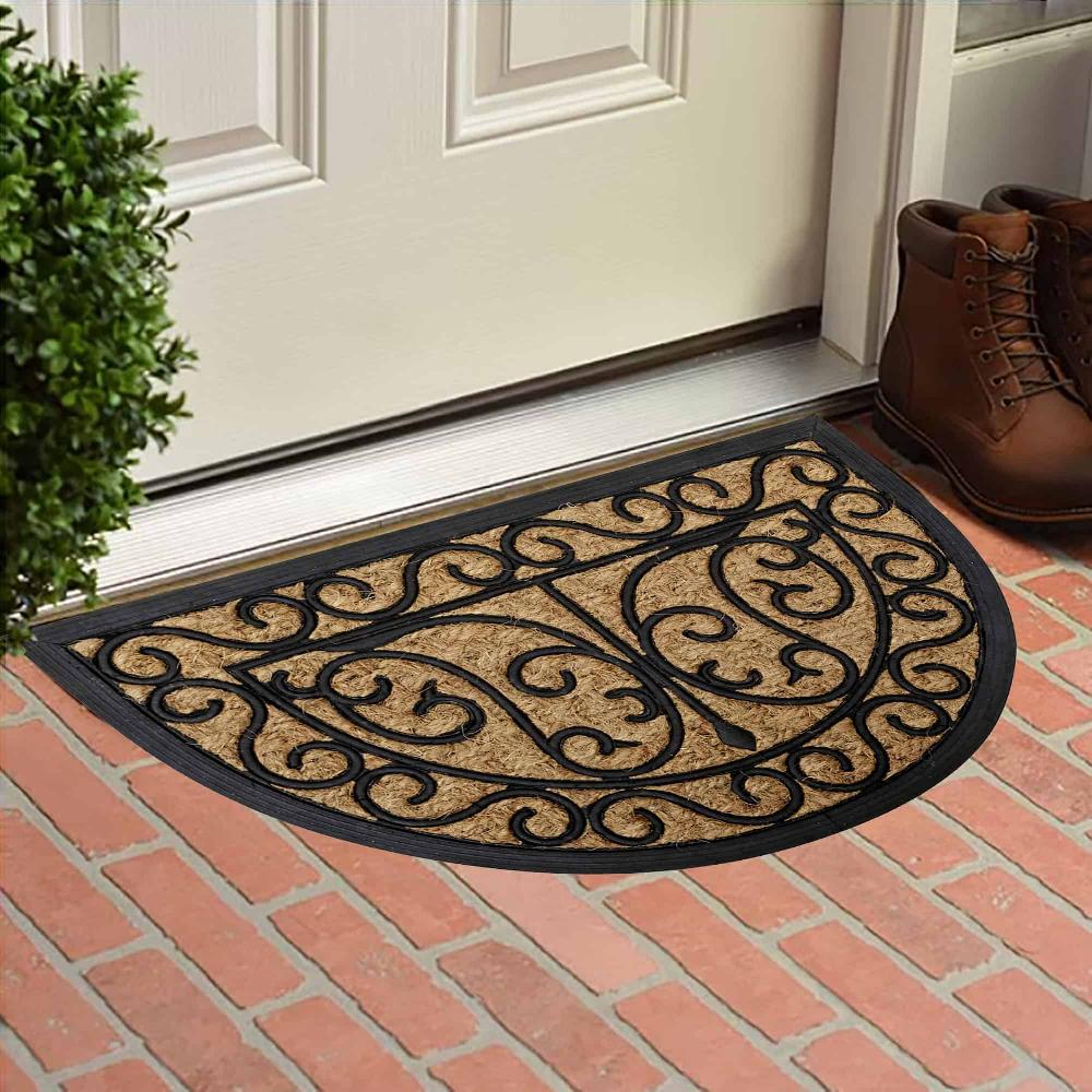 evideco Arabesque Half Circle Door Mat 24×16 Inch Home Accessories Door Mats Sheltered Door