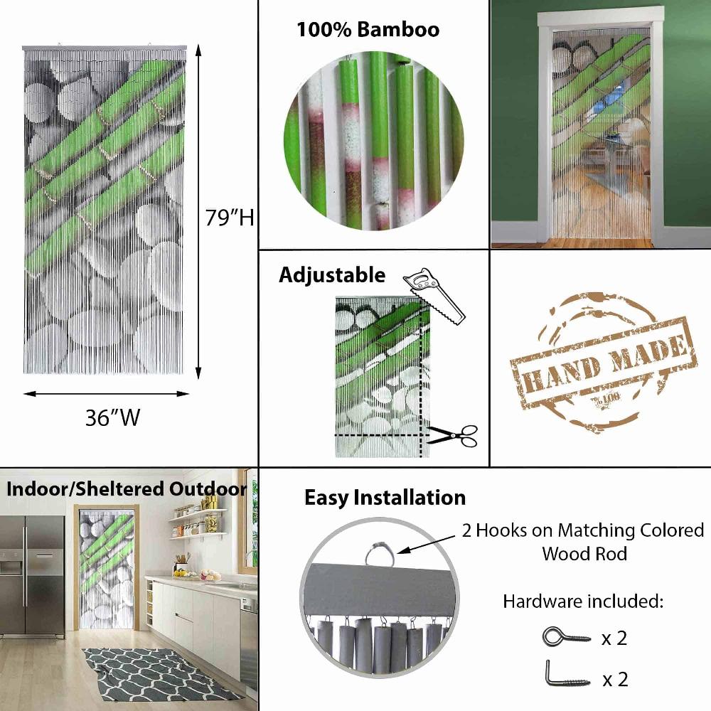 Evideco Bamboo Beaded Door Curtain 90 Strings 79″ H X 36″ W Pebbles Home Accessories Door Curtains