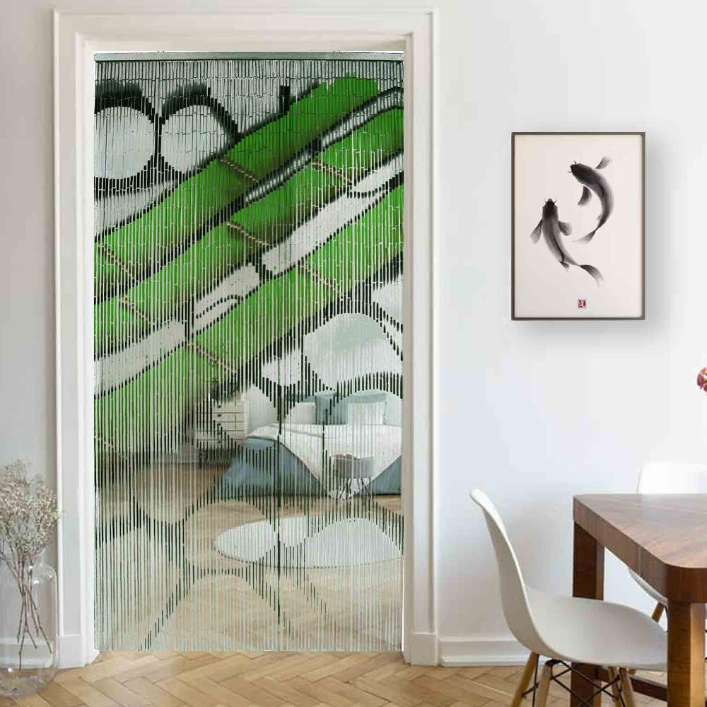 evideco Bamboo Beaded Door Curtain 90 Strings 79″ H x 36″ W Pebbles Home Accessories Door Curtains