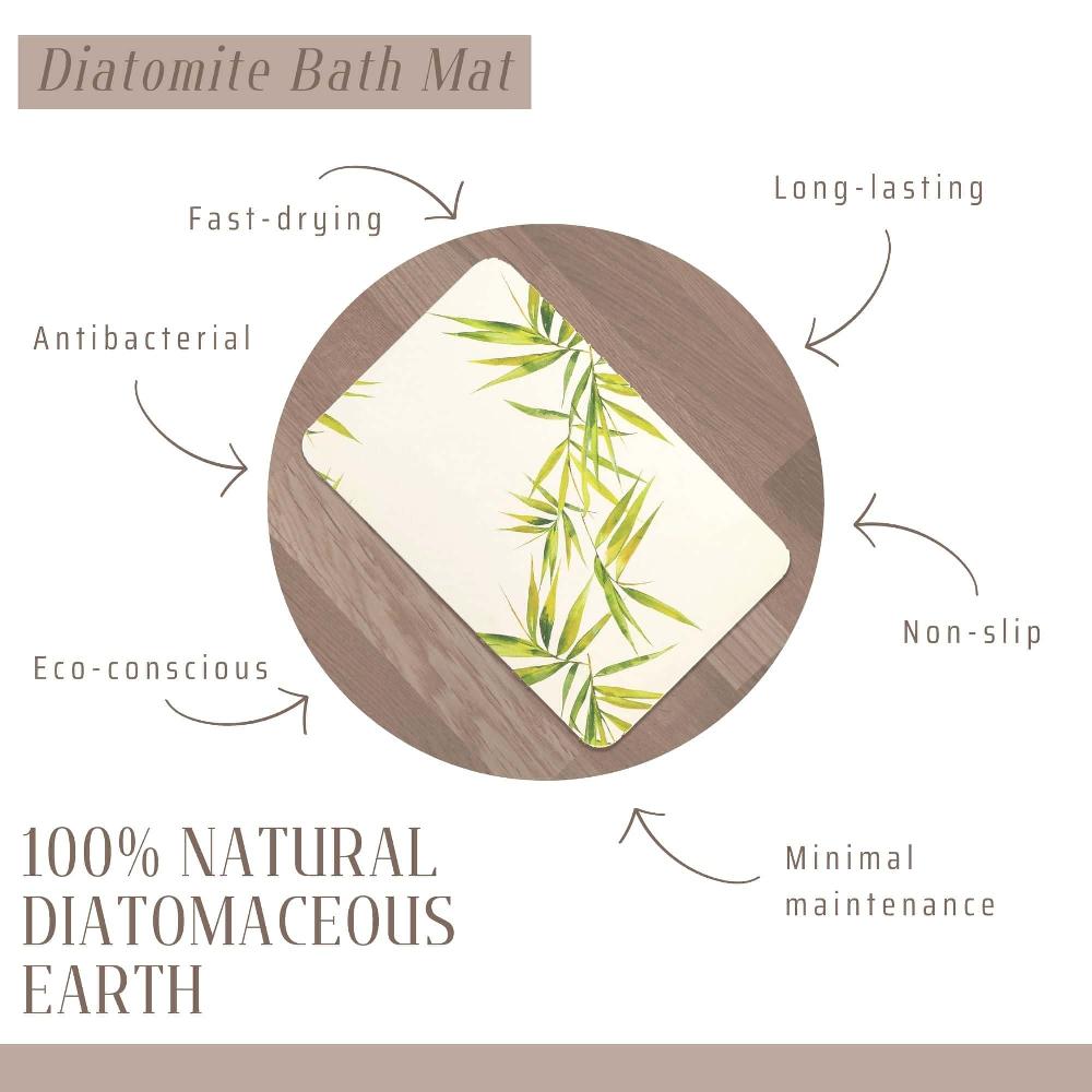 Evideco Bamboo Design Natural Diatomite Bath Mat – Highly-Absorbent Non-Skid Easy To Clean Long-Lasting – 24×16 Inches Bathroom Mats & Rugs Bath Rugs