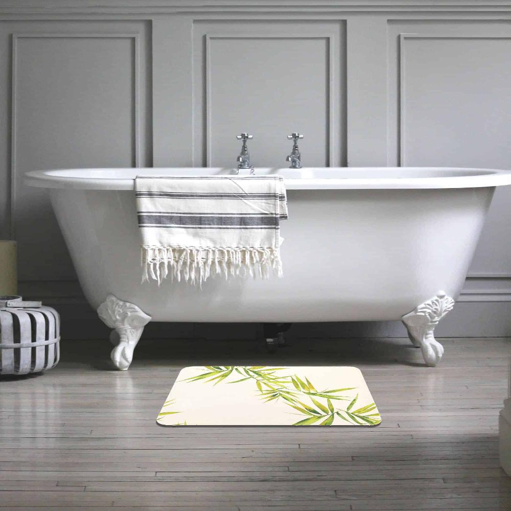 Evideco Bamboo Design Natural Diatomite Bath Mat – Highly-Absorbent Non-Skid Easy To Clean Long-Lasting – 24×16 Inches Bathroom Mats & Rugs Bath Rugs