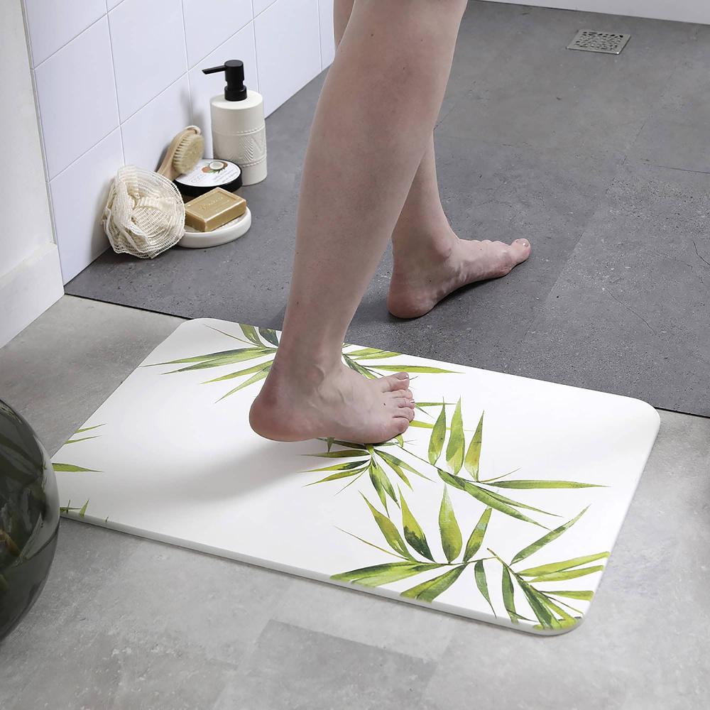 evideco Bamboo Design Natural Diatomite Bath Mat – Highly-Absorbent Non-Skid Easy to Clean Long-Lasting – 24×16 inches Bathroom Mats & Rugs Bath Rugs