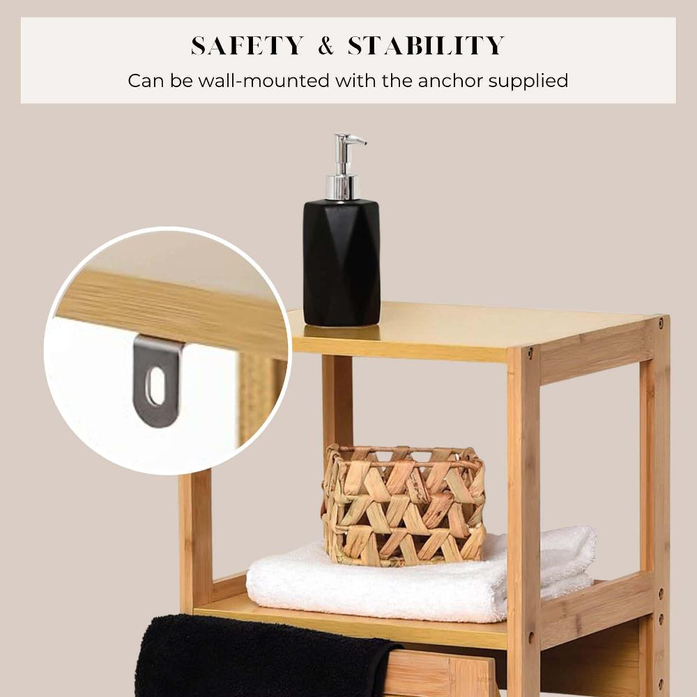 Evideco Bamboo Laundry Cabinet With Removable Hamper Open Shelf And Tilt-Out Design – Mahe Collection Bathroom Storage & Furniture Laundry Hampers