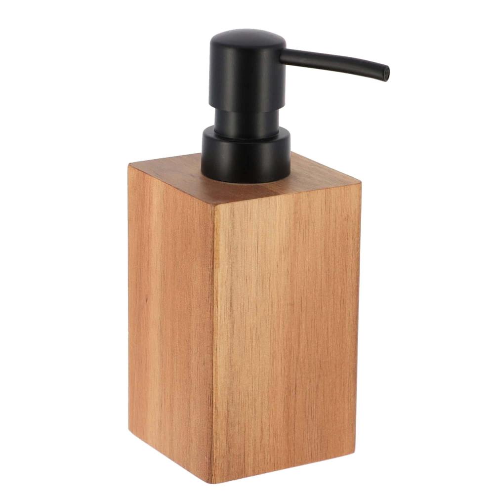 evideco Bath Hand Soap and Lotion Dispenser Pump Bottle Acacia Wood 10 fl oz Brown and Black Bathroom Countertop Set Bathroom Accessories Soap & Lotion Dispensers