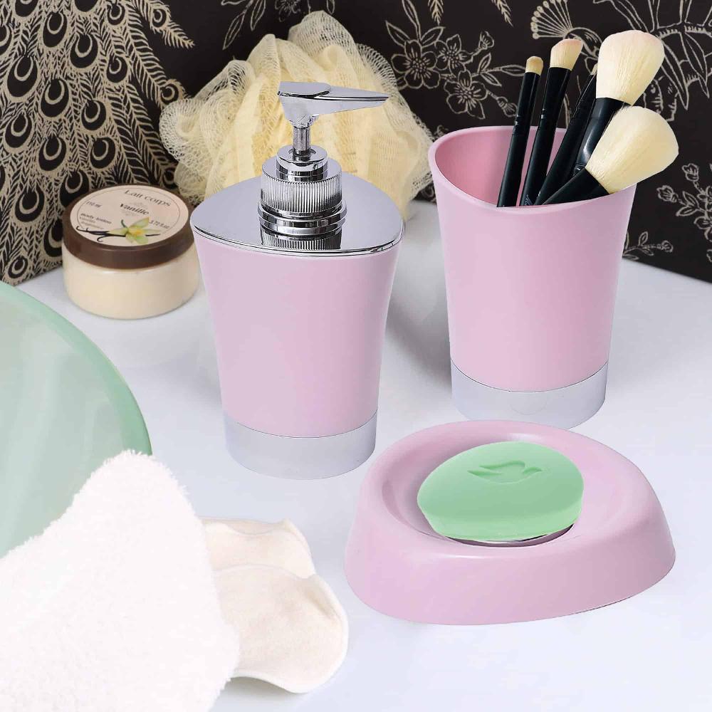 evideco Bath Soap Dish Cup -Chrome Parts- Light Pink Bathroom Accessories Soap Dishes