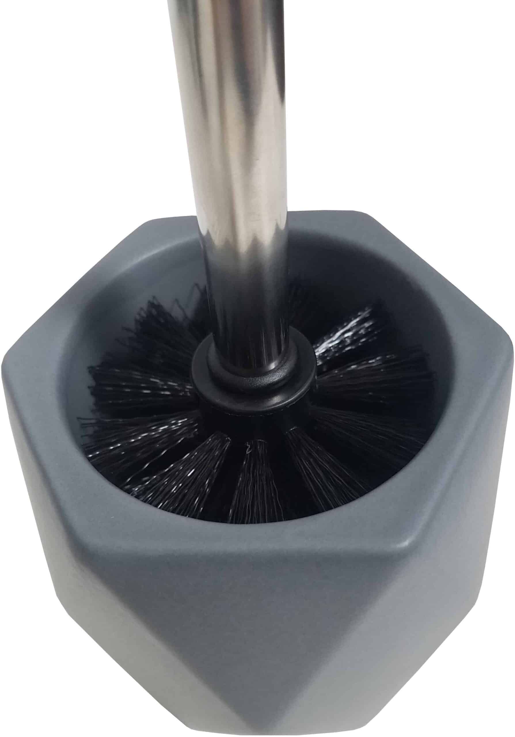Evideco Bath Toilet Bowl Brush And Holder Diamond Stoneware Grey Toilet Seats & Accessories Toilet Brushes