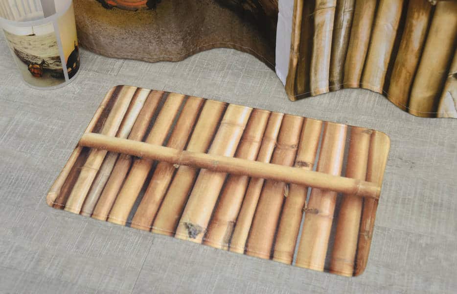 evideco Bathroom Rug Memory Foam Mat The Island Print Beige 30″L x 18″W Bathroom Mats & Rugs Bath Rugs