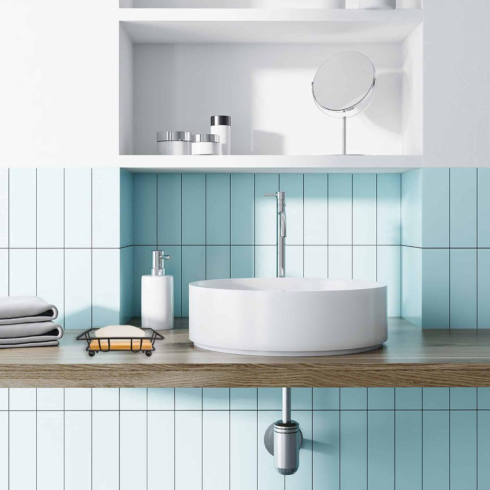 Evideco Bathroom Soap Dish Bamboo Tray Black Metal Wire Bathroom Accessories Soap Dishes