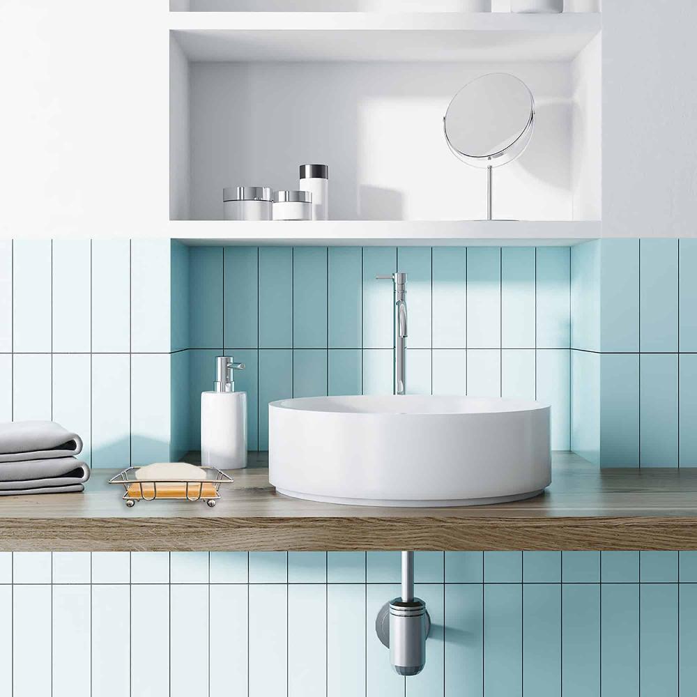 Evideco Bathroom Soap Dish Bamboo Tray Chrome Metal Wire Bathroom Accessories Soap Dishes