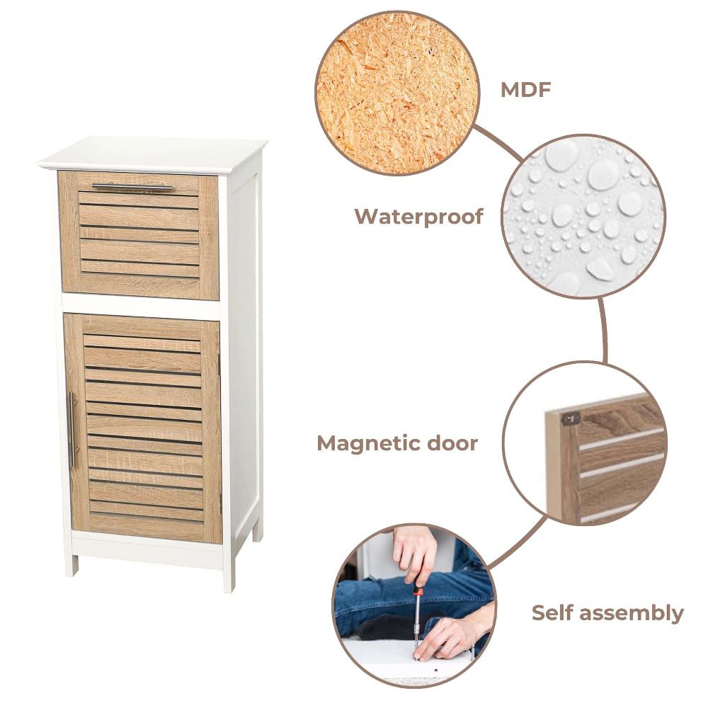 Evideco Bathroom Storage Cabinet With Vented Door And Drawer Compact Freestanding Linen Cabinet – Stockholm Collection Bathroom Storage & Furniture Floor Cabinets