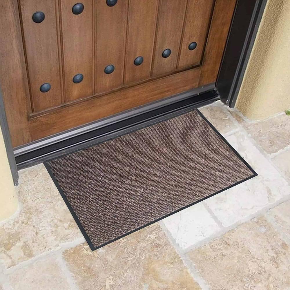 Evideco Beige Non-Slip Rubber Door Mat For Indoor And Outdoor Use – 32″ X 24″ Low-Profile Easy To Clean Home Accessories Door Mats Outdoor