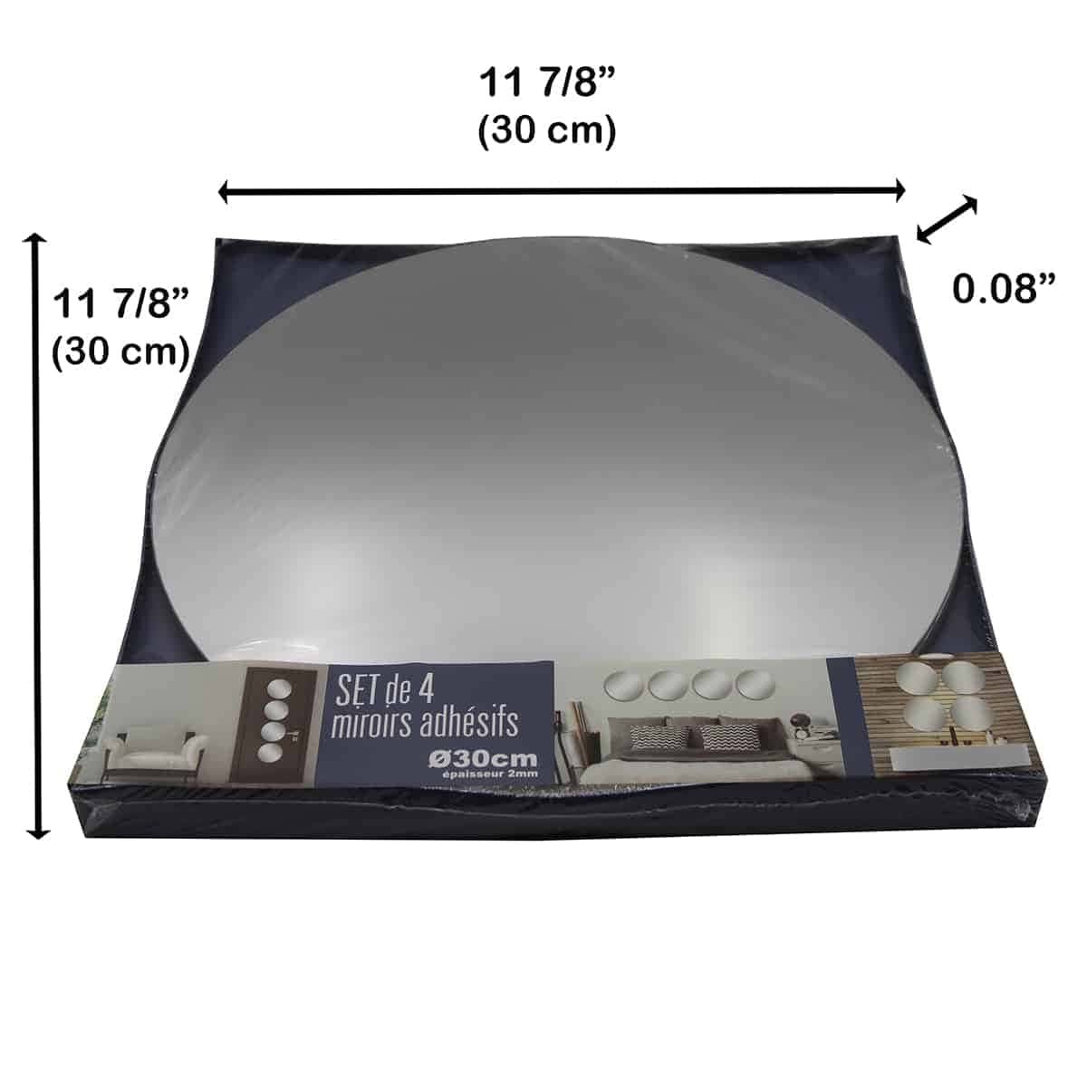 Evideco Big Decorative Wall Self Adhesive Round Shaped Mirrors – Set Of 4 Bathroom Accessories Adhesive Wall Mirrors