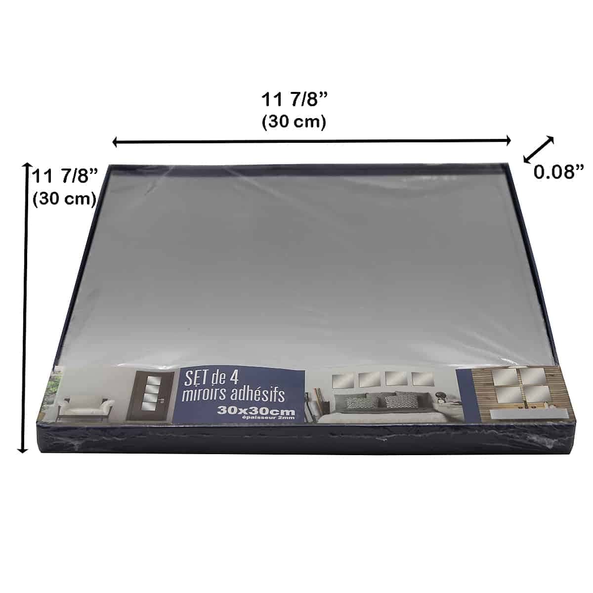 Evideco Big Decorative Wall Self Adhesive Square Shaped Mirrors – Set Of 4 Bathroom Accessories Adhesive Wall Mirrors