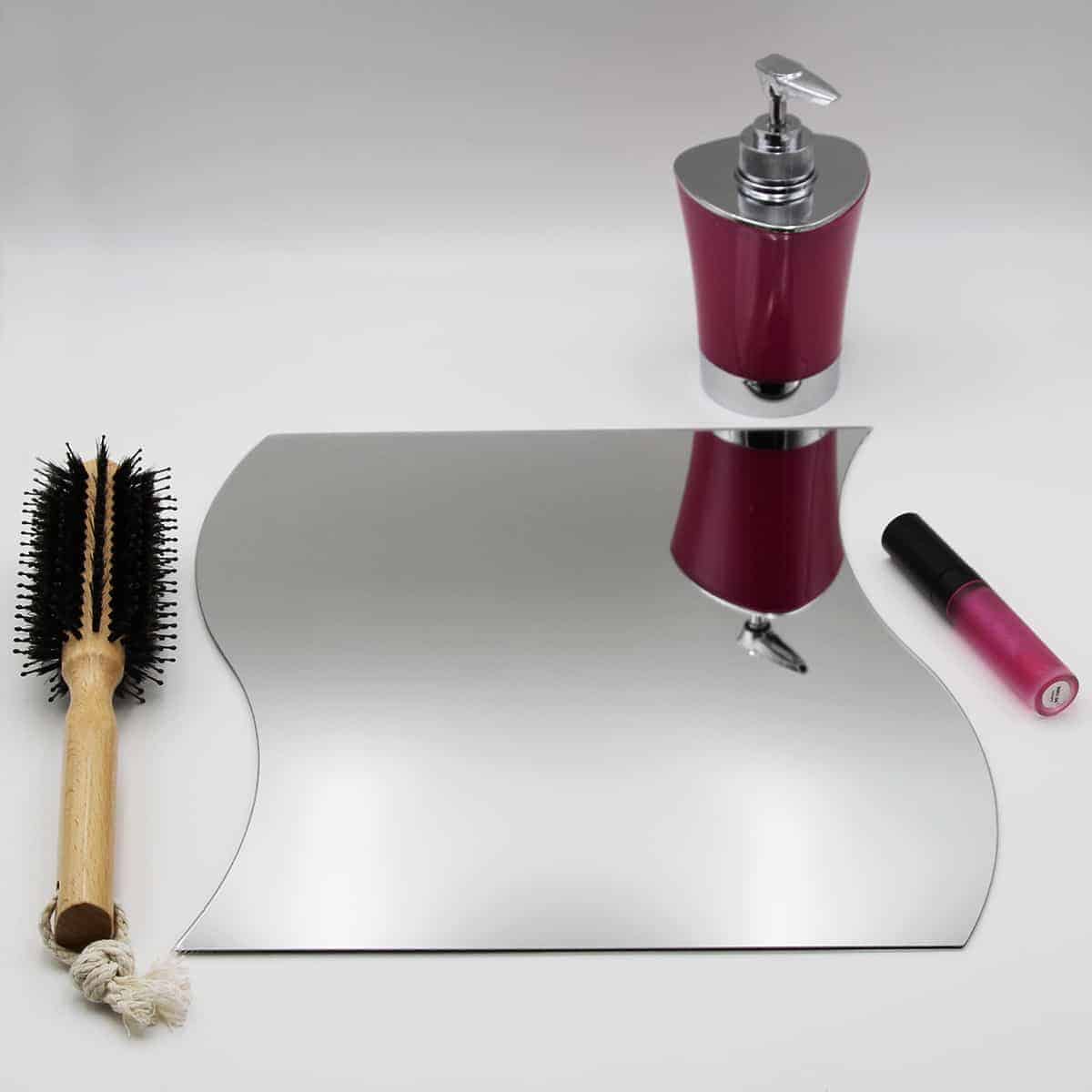 Evideco Big Decorative Wall Self Adhesive Wavy Shaped Mirrors – Set Of 4 Bathroom Accessories Adhesive Wall Mirrors