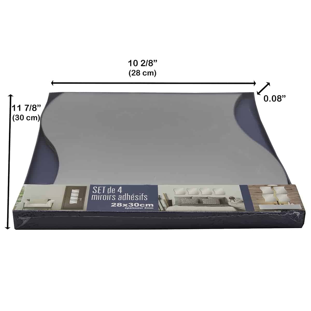 Evideco Big Decorative Wall Self Adhesive Wavy Shaped Mirrors – Set Of 4 Bathroom Accessories Adhesive Wall Mirrors