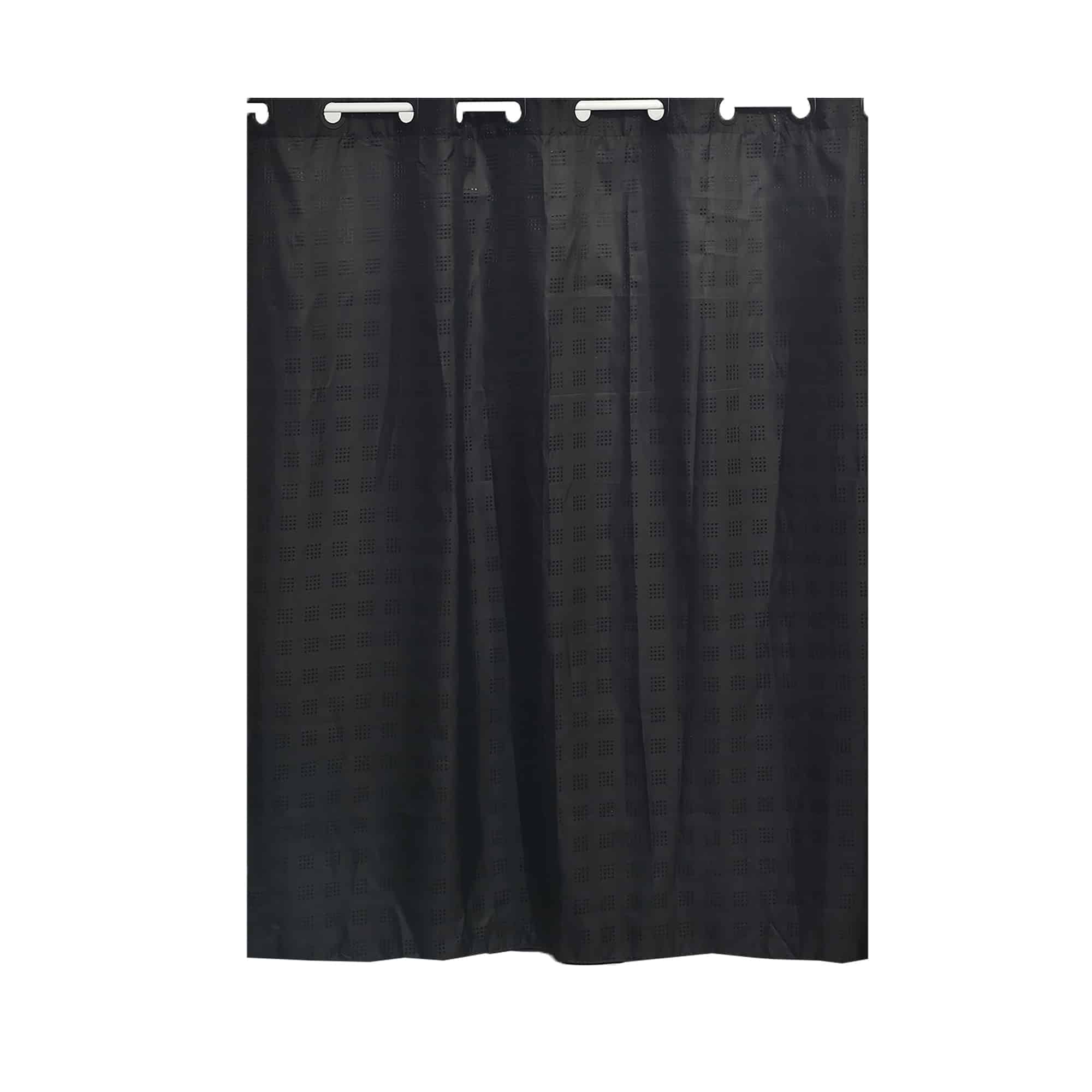 Evideco Black Extra Long Shower Curtain Polyester Hook Less Cubic 79″L X 71″W Shower Accessories Shower Curtains