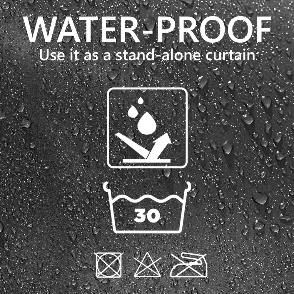 evideco Black Extra Long Shower Curtain Polyester Hook Less Cubic 79″L x 71″W Shower Accessories Shower Curtains