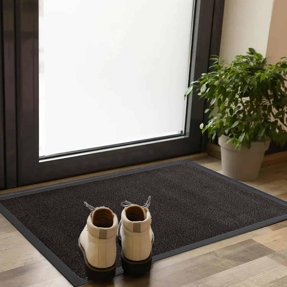 evideco Black Heavy-Duty Rubber Door Mat – 32″ x 24″ Non-Slip Perfect for Back Entrances and Kitchens Home Accessories Door Mats Indoor