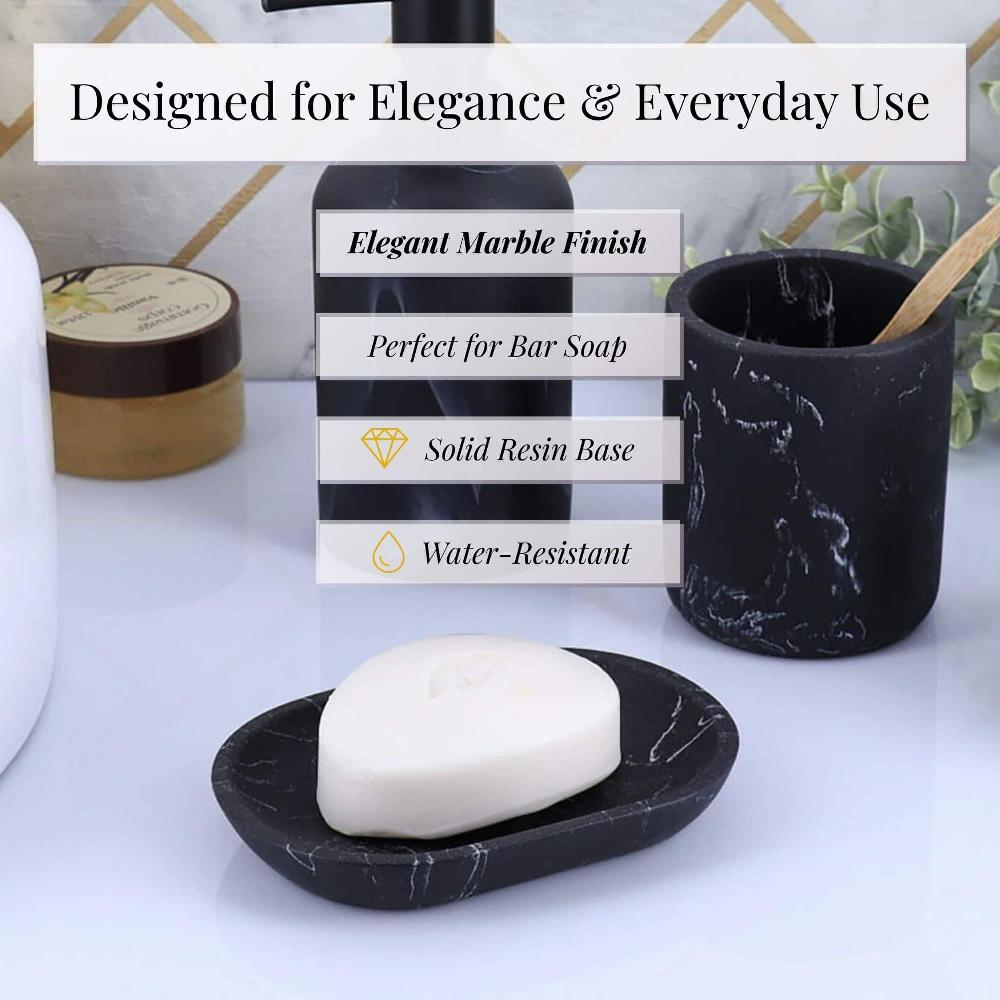 Evideco Black Marble Resin Hand Soap Dish Bathroom Accessories Soap Dishes