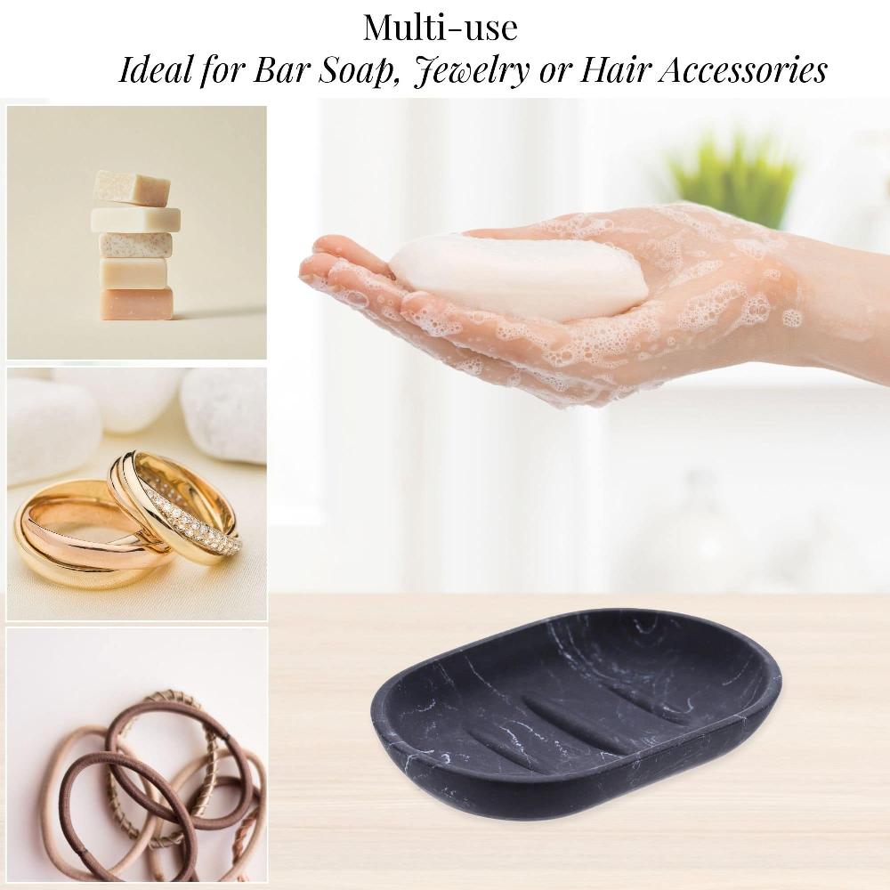 Evideco Black Marble Resin Hand Soap Dish Bathroom Accessories Soap Dishes