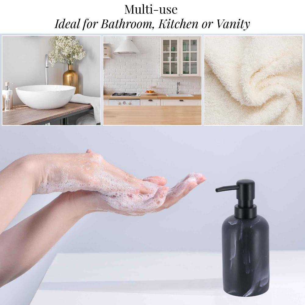 Evideco Black Marble Resin Soap Dispenser With Black Pump Bathroom Accessories Soap & Lotion Dispensers