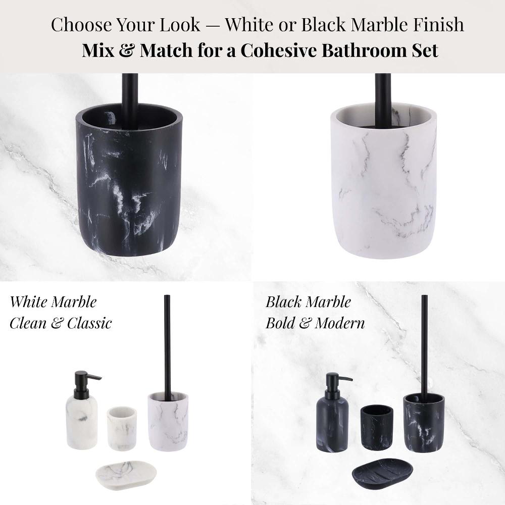 Evideco Black Marble Toilet Brush And Holder Set Toilet Seats & Accessories Toilet Brushes