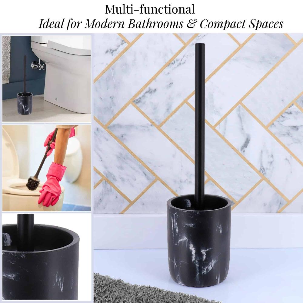 Evideco Black Marble Toilet Brush And Holder Set Toilet Seats & Accessories Toilet Brushes