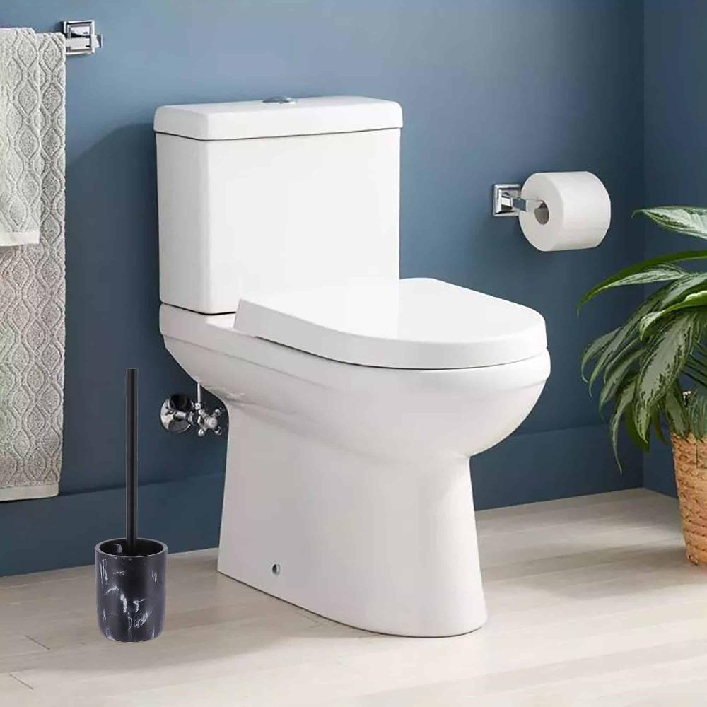 evideco Black Marble Toilet Brush and Holder Set Toilet Seats & Accessories Toilet Brushes