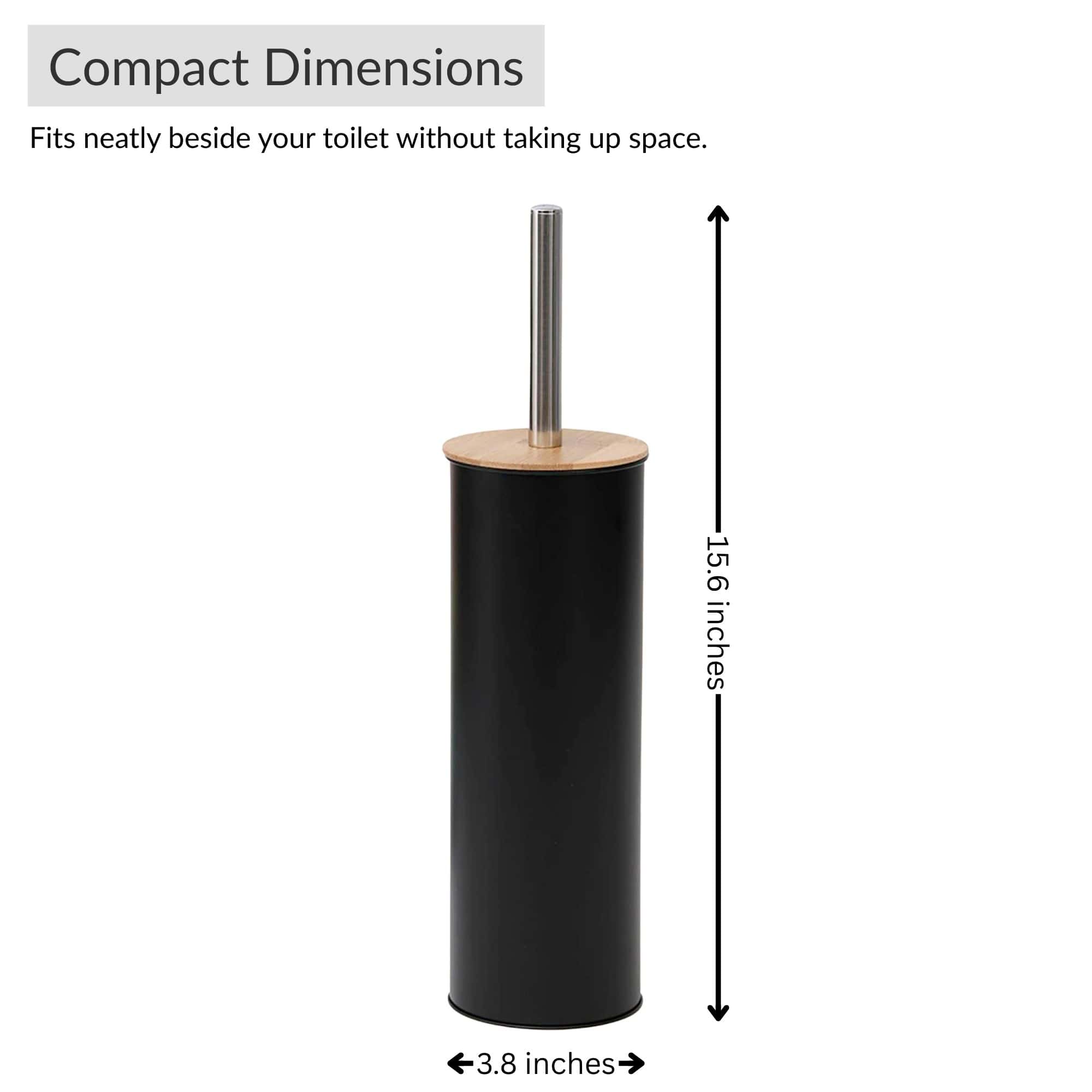 Evideco Black Metal Toilet Brush And Holder Set With Bamboo Lid Toilet Seats & Accessories Toilet Brushes